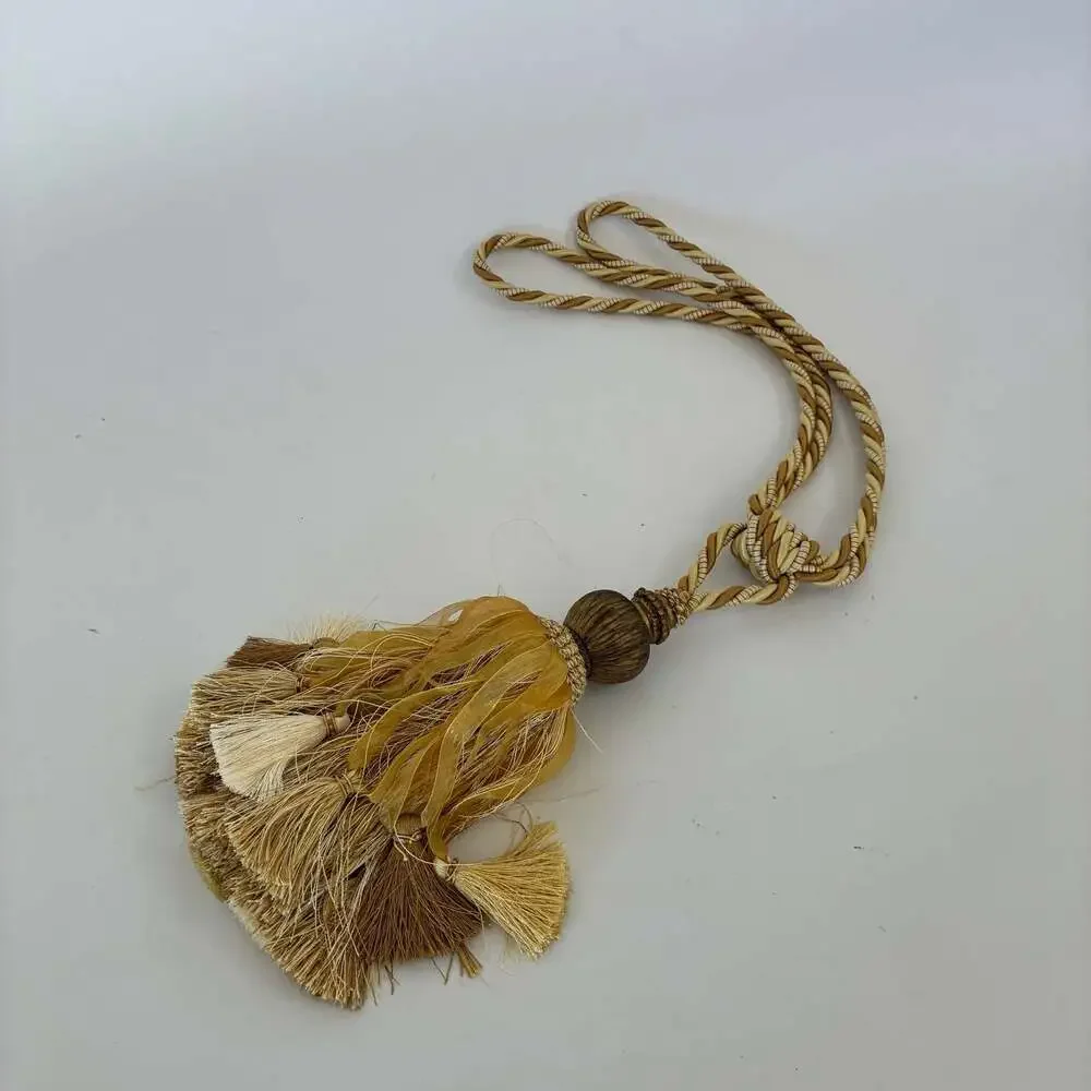 Luxury Gold and Beige Organza Ribbon Tassel Curtain Tieback